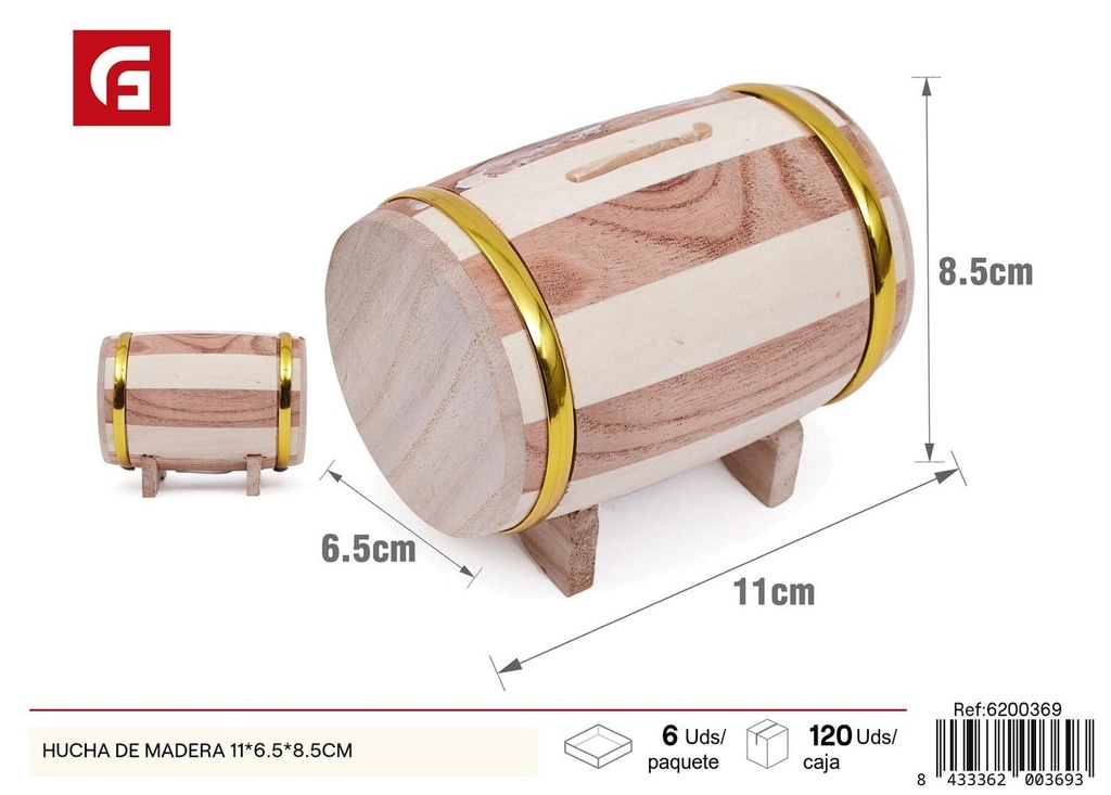 Hucha de madera 11x6.5x8.5cm para ahorro