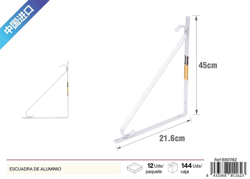 Escuadra de aluminio para construcción y bricolaje