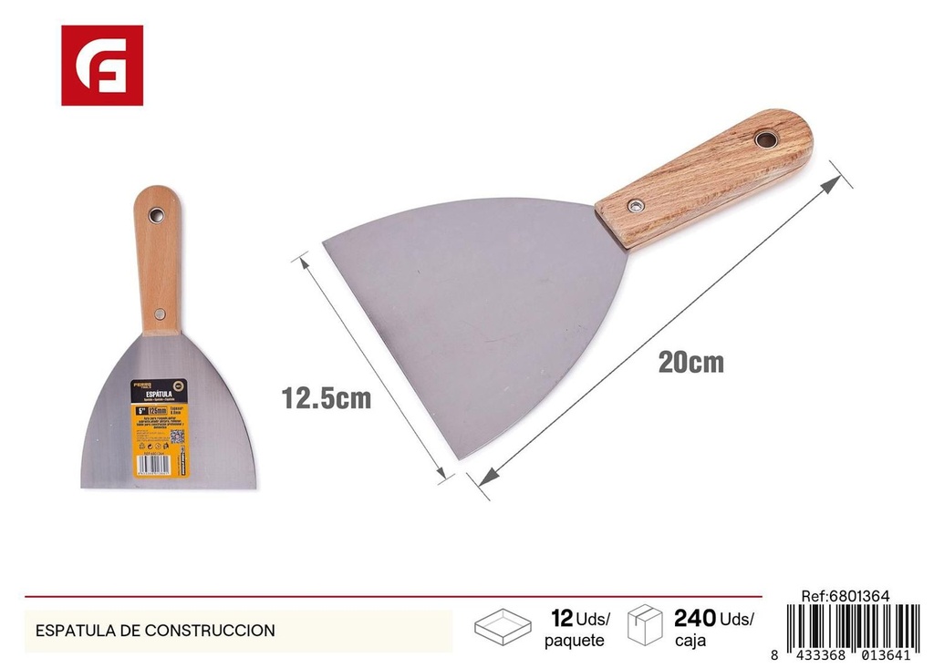 Espátula de construcción con mango de madera 5 pulgadas