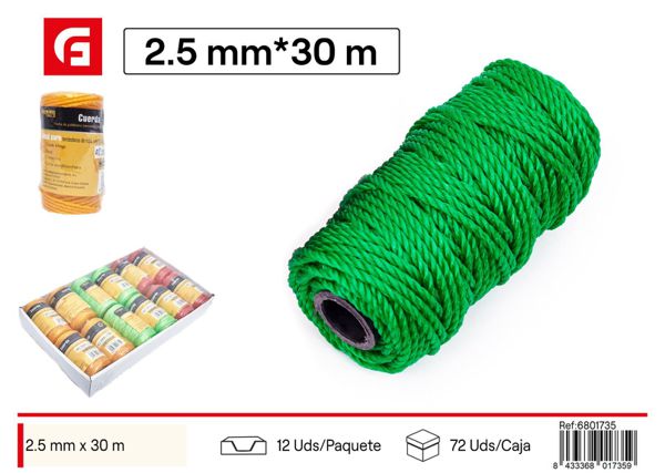 Cuerda de nylon 2.5mm x 30m para bricolaje