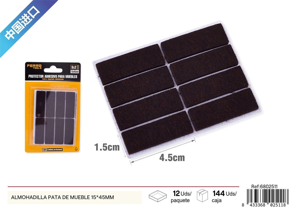 Almohadilla para patas de muebles 15*45mm - Protectores para suelos y muebles