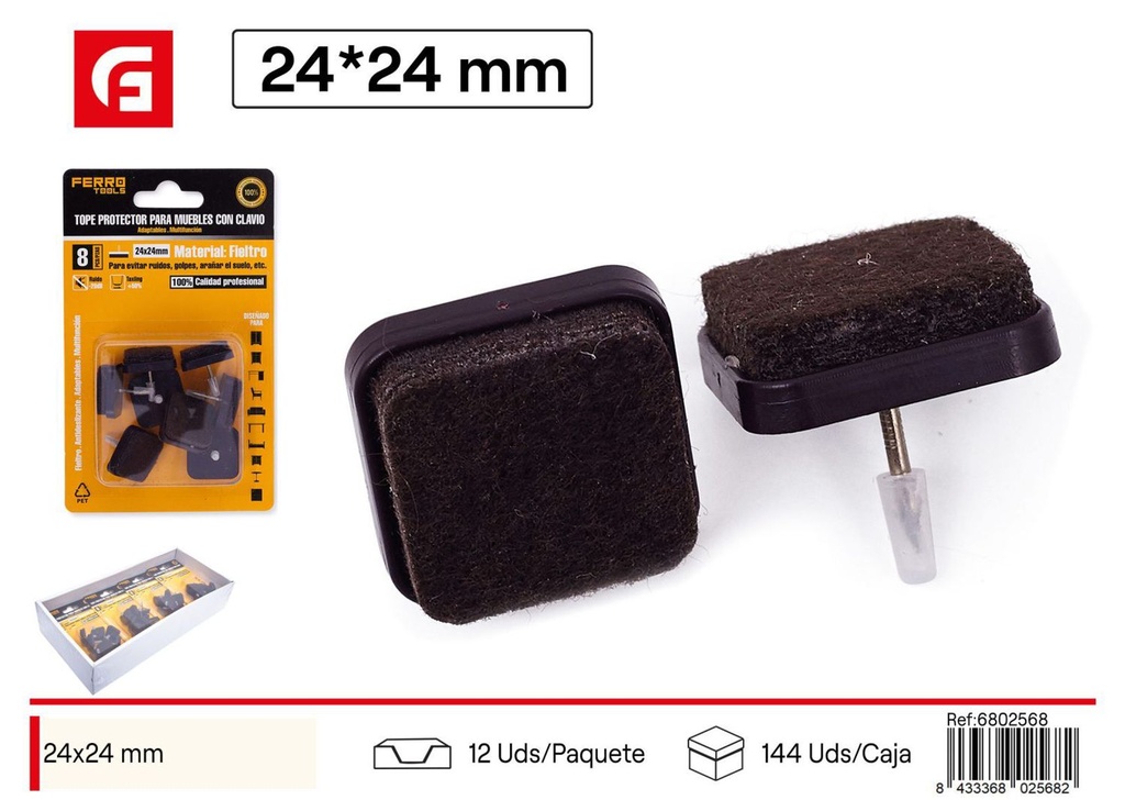 Almohadilla de Fieltro para Patas de Mueble 24*24mm - Protectores de muebles