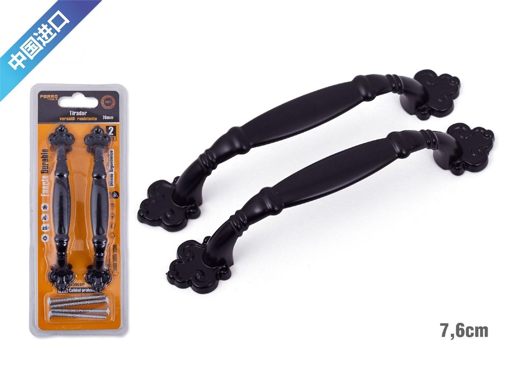 Tirador de aluminio negro 96 mm - Accesorios de muebles en liquidación