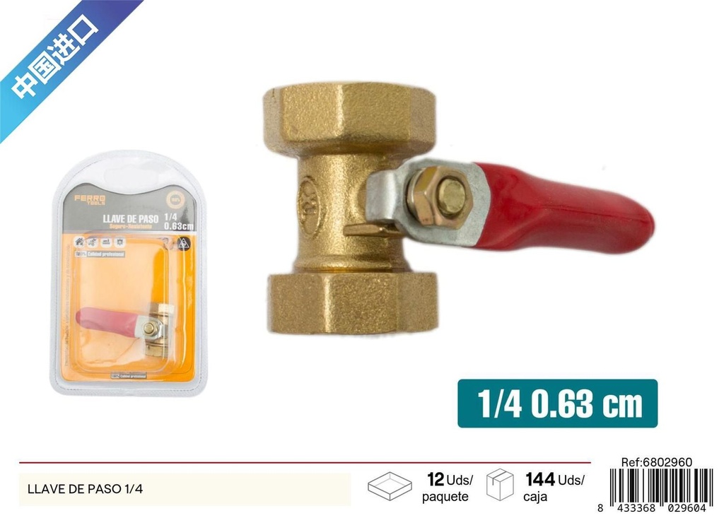 Llave de paso de doble bola 1/4 - Accesorios de ferretería