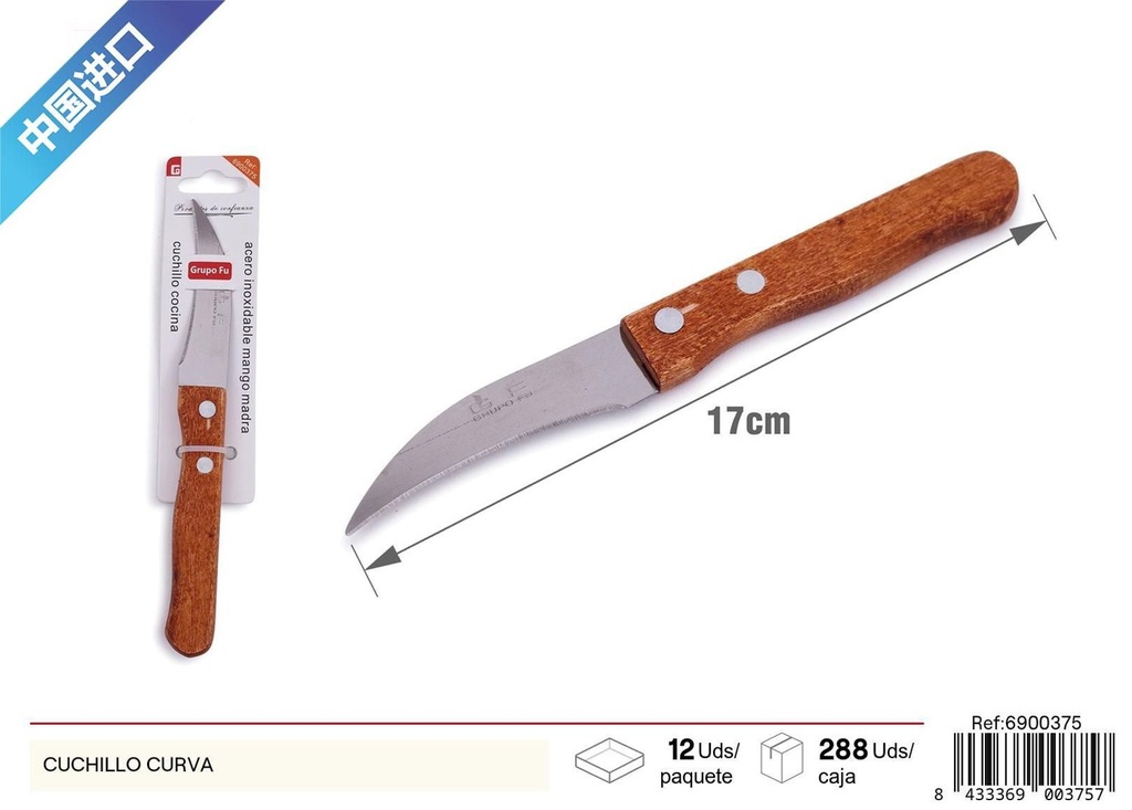 Cuchillo curvo para cocina y preparación de alimentos