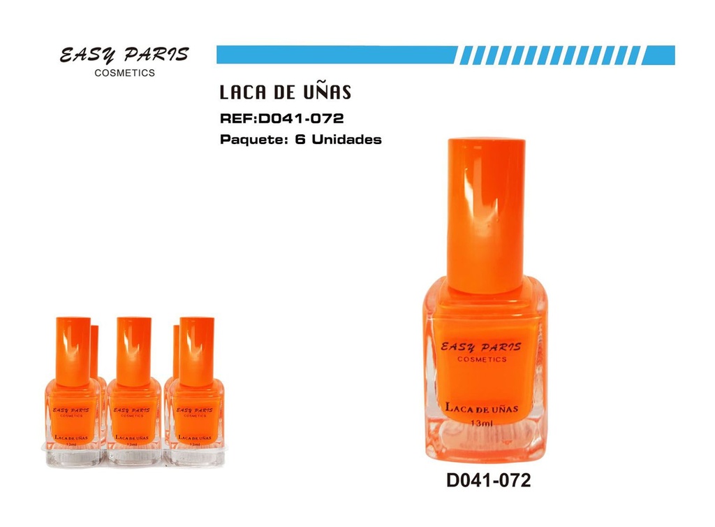 Esmalte de uñas naranja fosforescente 6/u para manicura