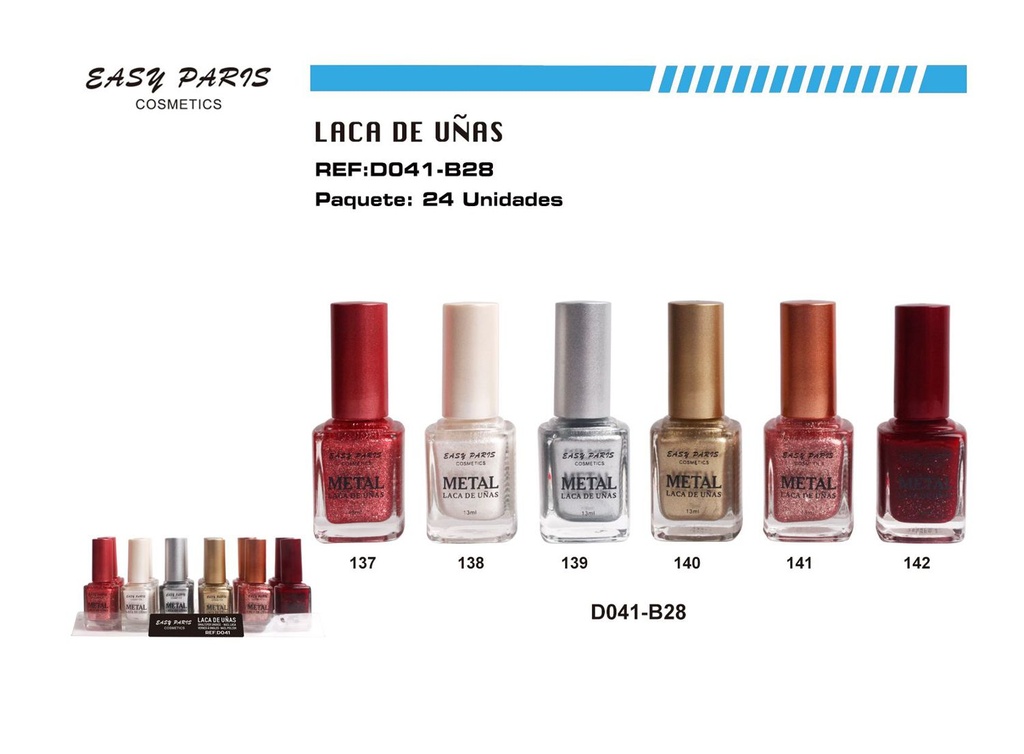 Laca de uñas metalizada 24 pz - Cosméticos para belleza