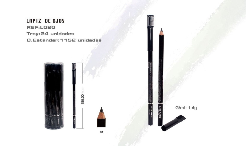 Lápiz perfilador de ojos negro 24/u para maquillaje