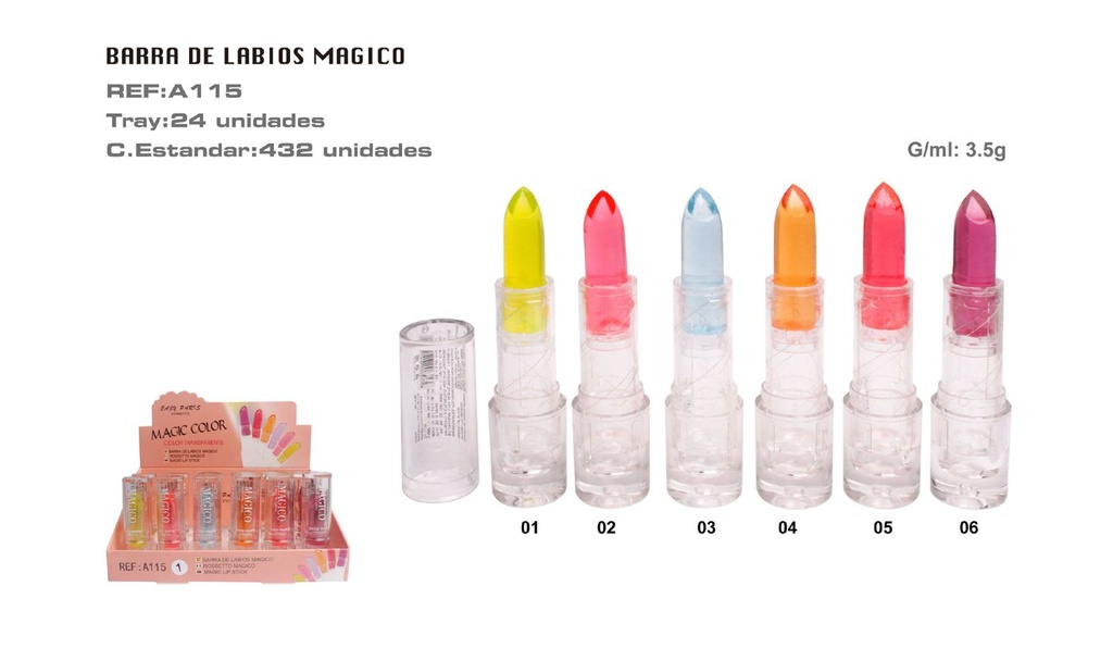 Barra de labios magic efecto fijo 24/u