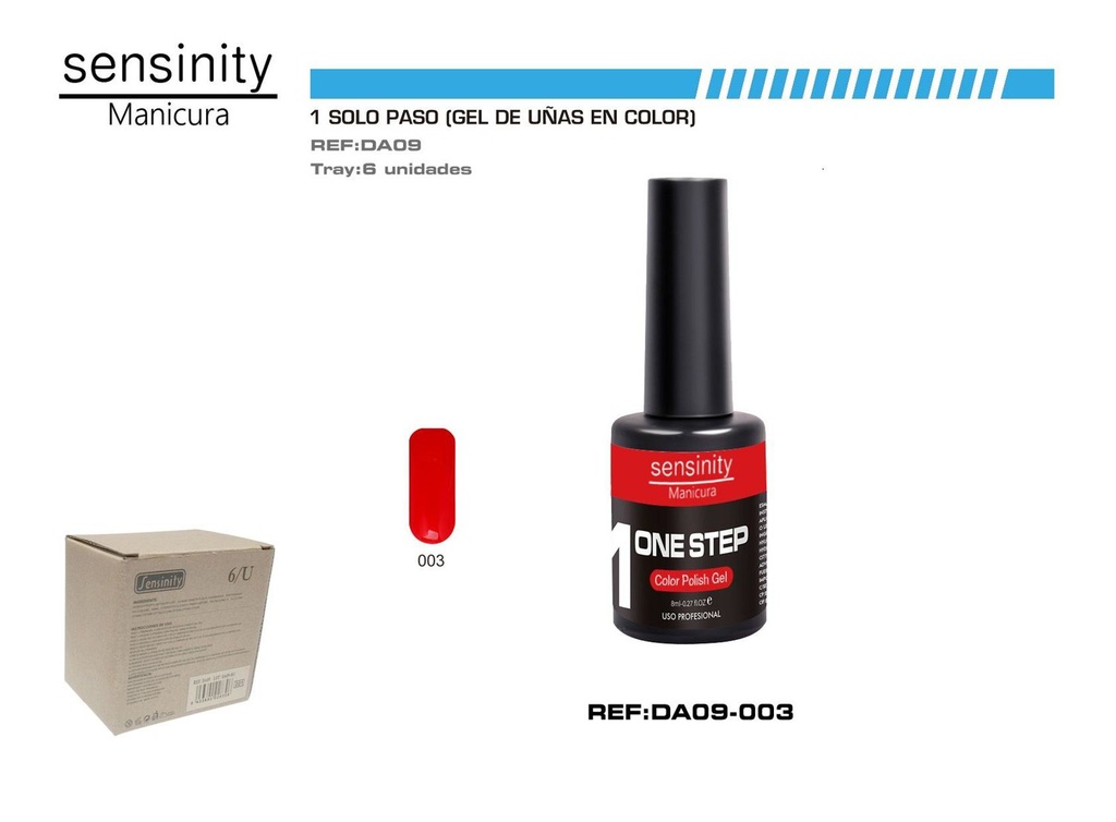 Esmalte gel rojo UV/LED 1 paso para uñas