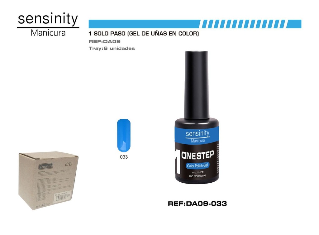 Esmalte gel azul UV/LED 1 paso para manicura profesional