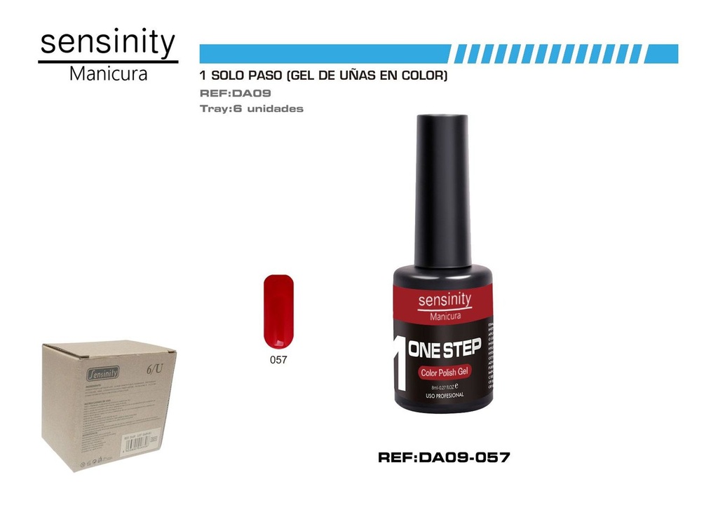 Esmalte gel rojo M.UV/LED 1 paso para manicura