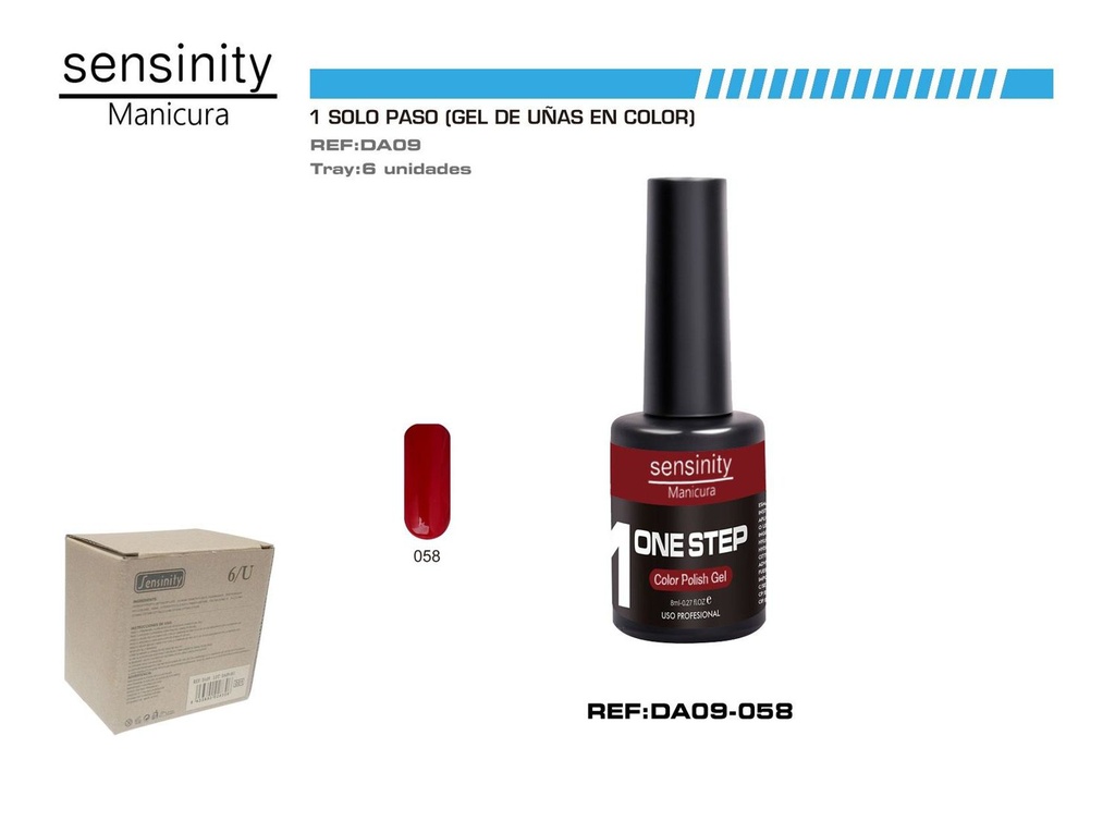 Esmalte gel rojo M.UV/LED 1 paso para manicura