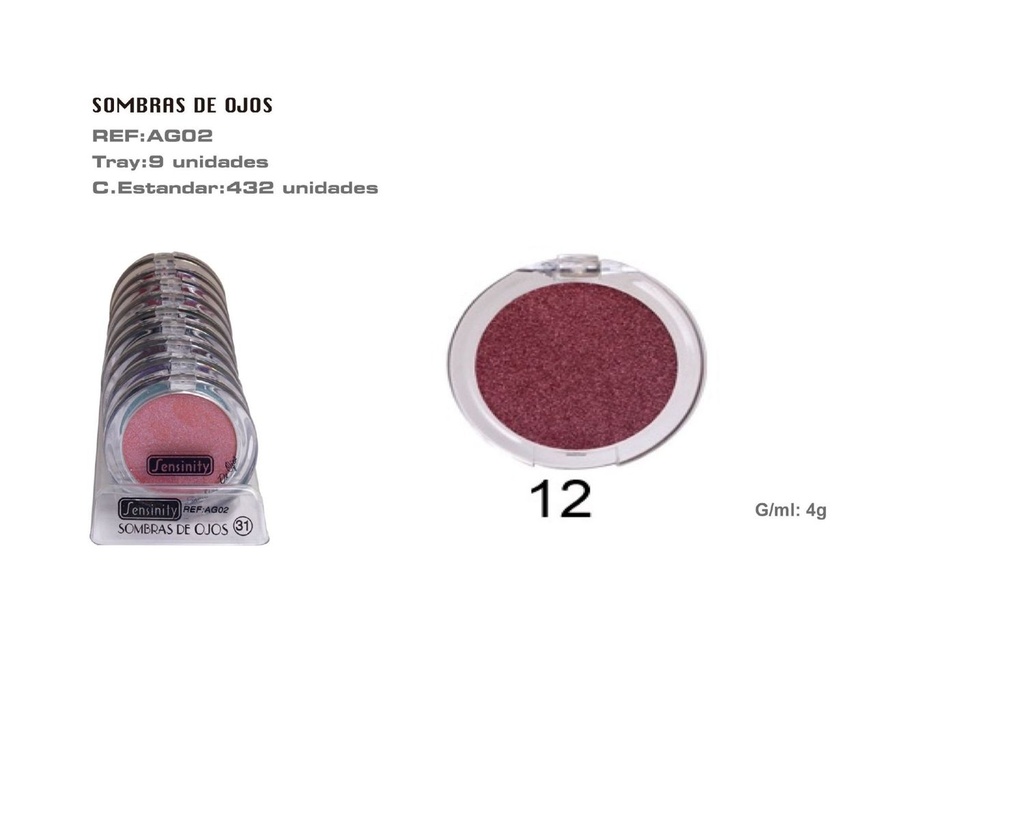 Sombra de ojos burdeos oscuro 9 pz - Productos de maquillaje