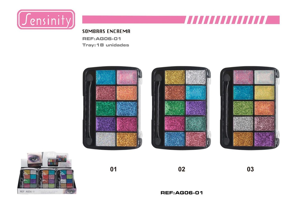 Crema glitter 18/u Sensinity para maquillaje