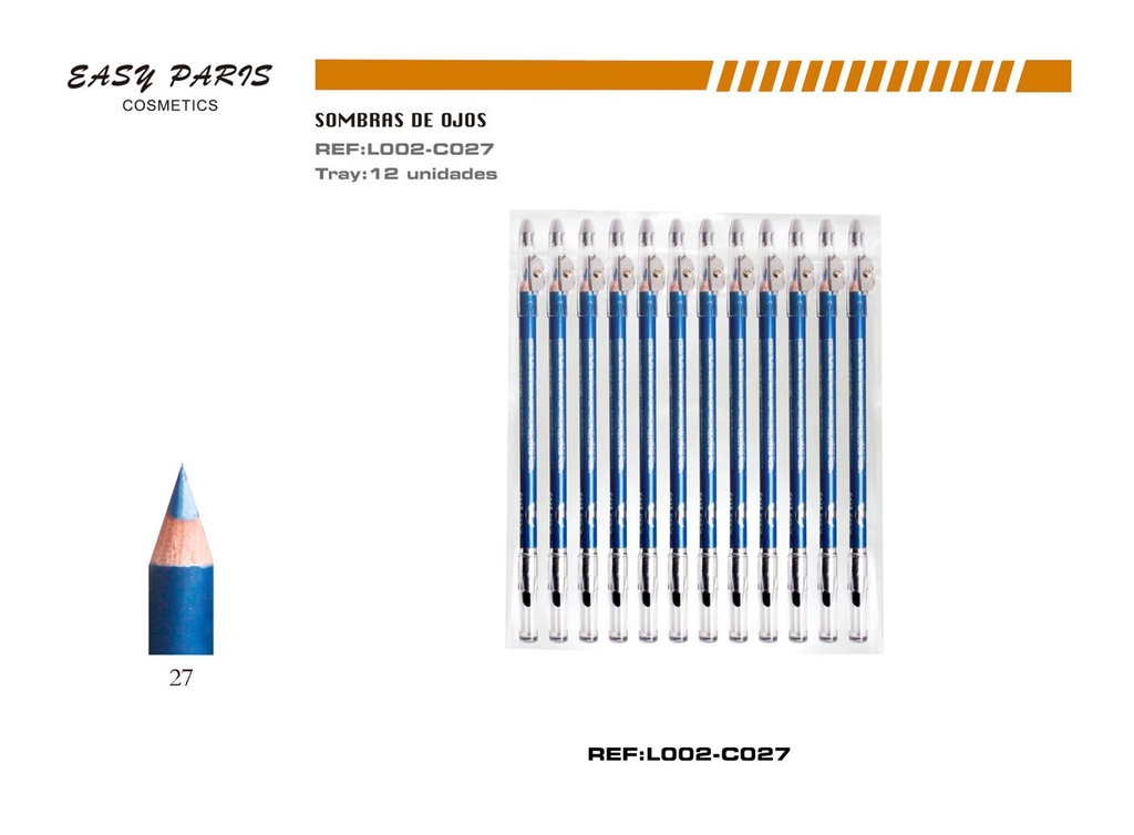 Lápiz con sacapuntas y difuminador 12/u para maquillaje