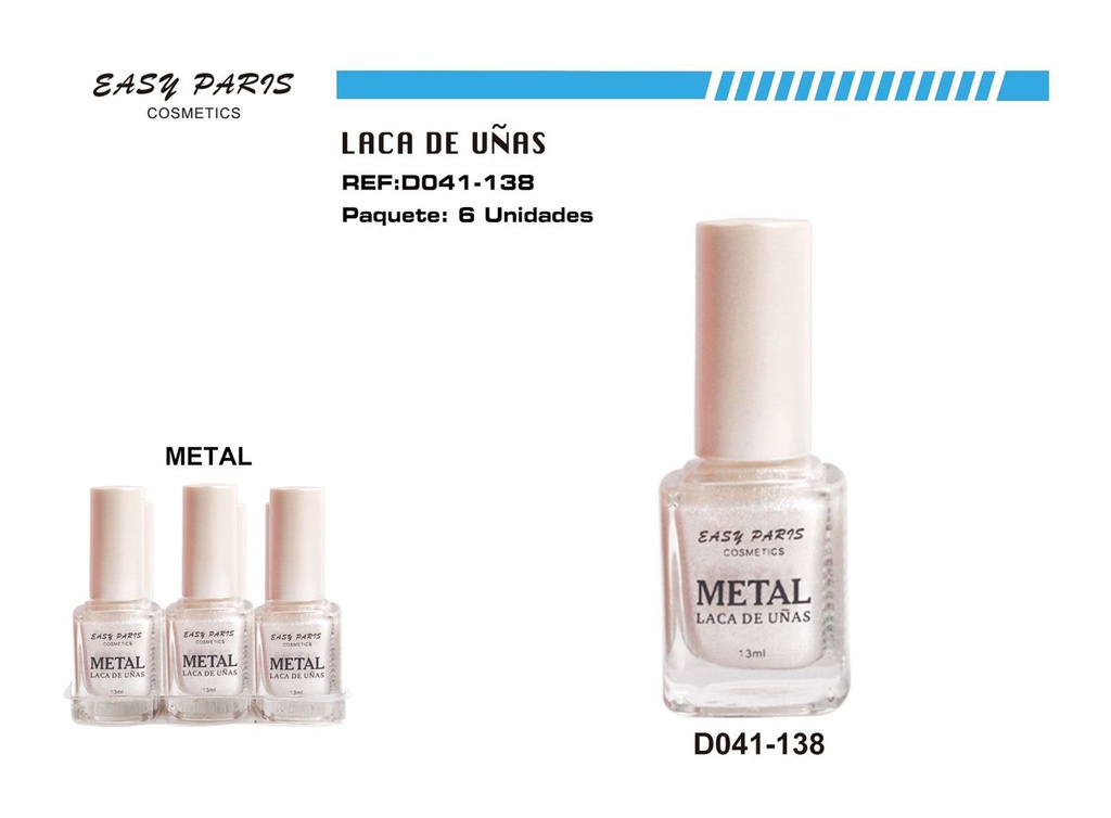 Laca de Uñas Metalizada 6/U - Esmalte metalizado para uñas