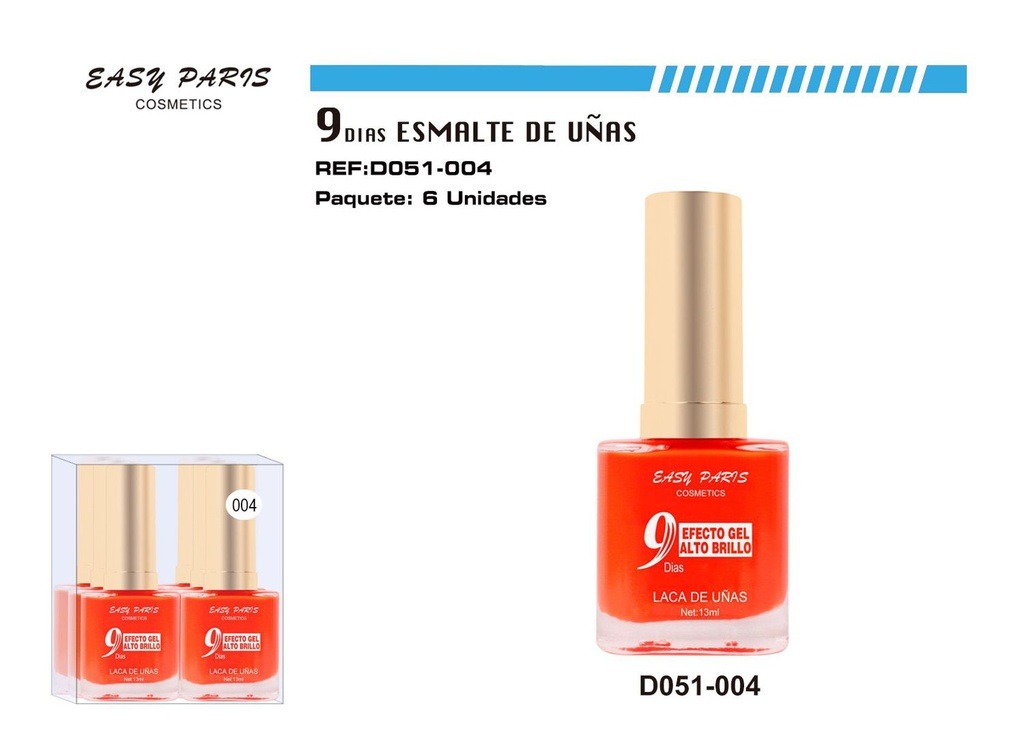 Esmalte de uñas de larga duración 9 días 6/u 144/u