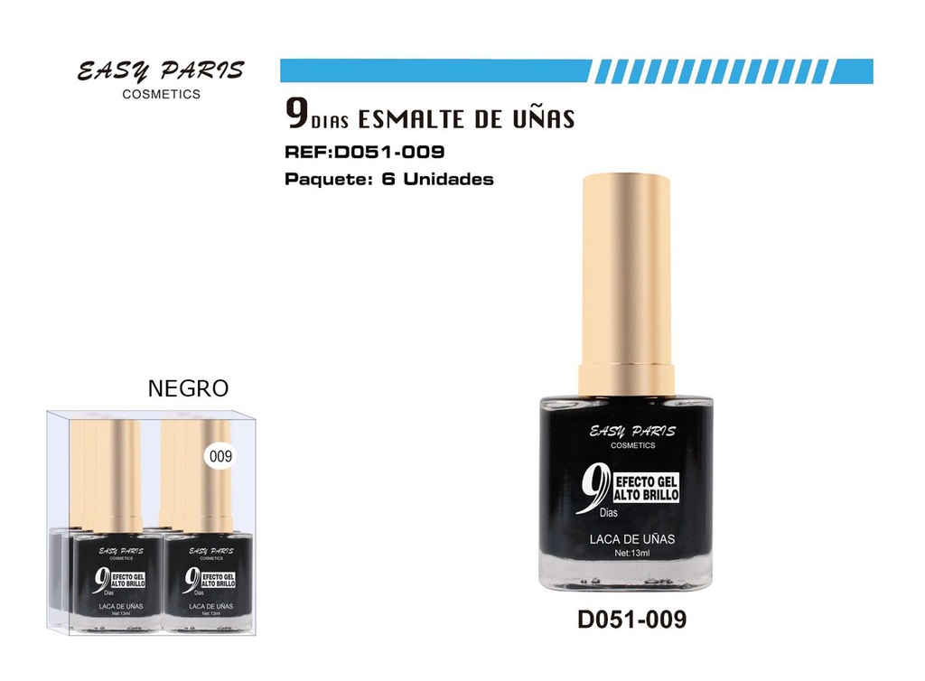 Esmalte de uñas negro de 9 días 6/u 144/u