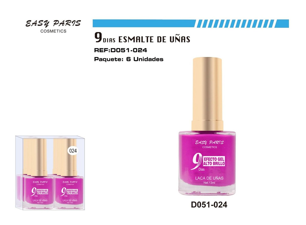 Esmalte de uñas 9 días 6/u 144/u para manicura