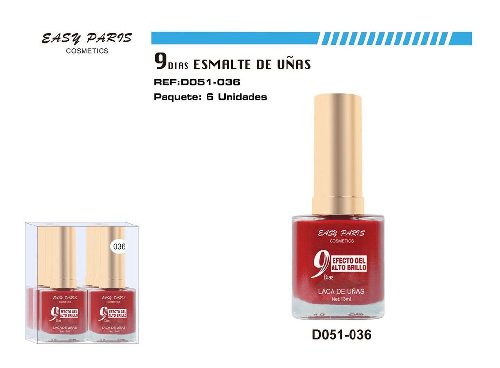 Esmalte de uñas 9 días 6/u 144/u