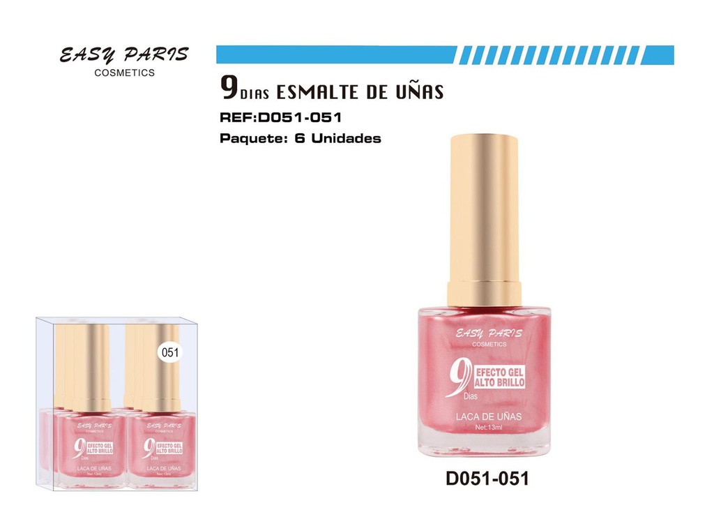 Laca de Uñas 9 Días 6/u 144/u - Esmaltes de uñas