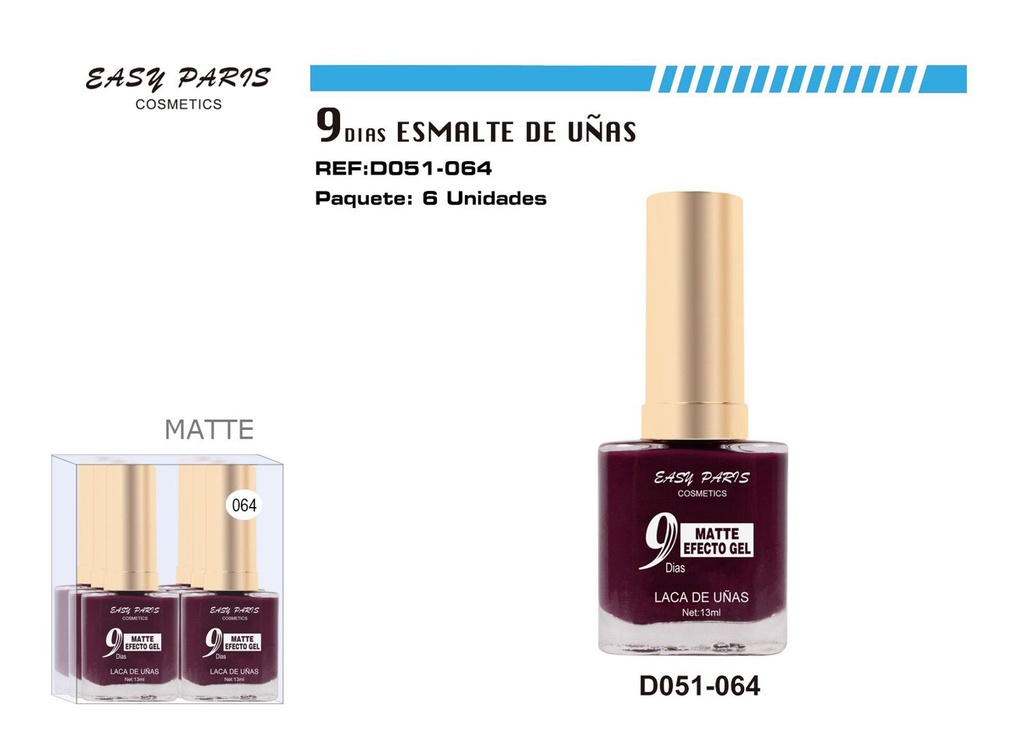 Laca de Uñas 9 Días Mate 6/u 144/u - Esmaltes de uñas