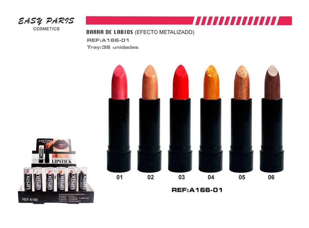 Barra de labios metalizada 36/u maquillaje