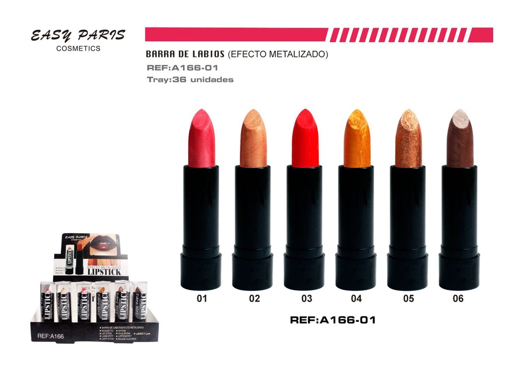 Barras de labios metalizadas 36/U - Labios con efecto metálico