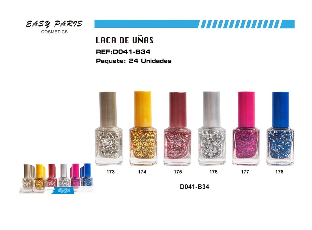 Esmalte de uñas con purpurina 24/u para manicura