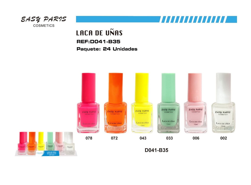 Laca de Uñas 24/U Bandeja - Esmaltes en presentación de bandeja