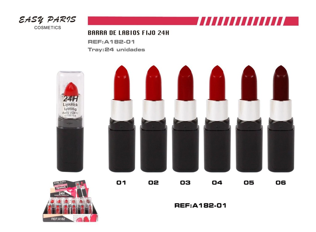 Barra de labios fija 24h 24/u para maquillaje