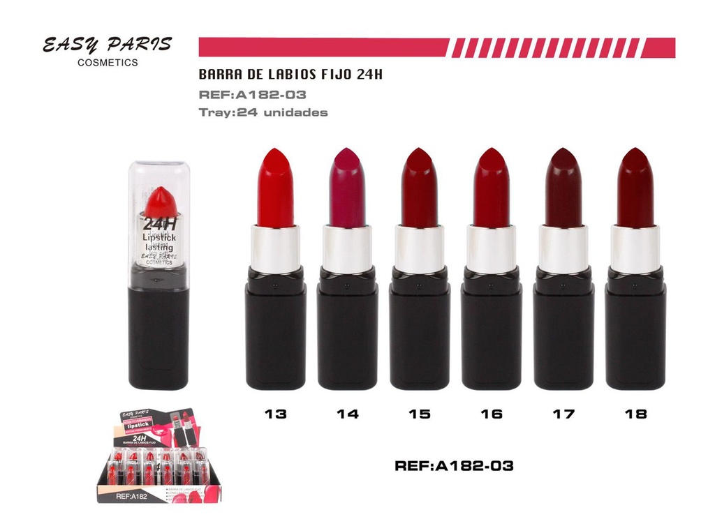 Barra de labios fijo 24h 24/u para maquillaje