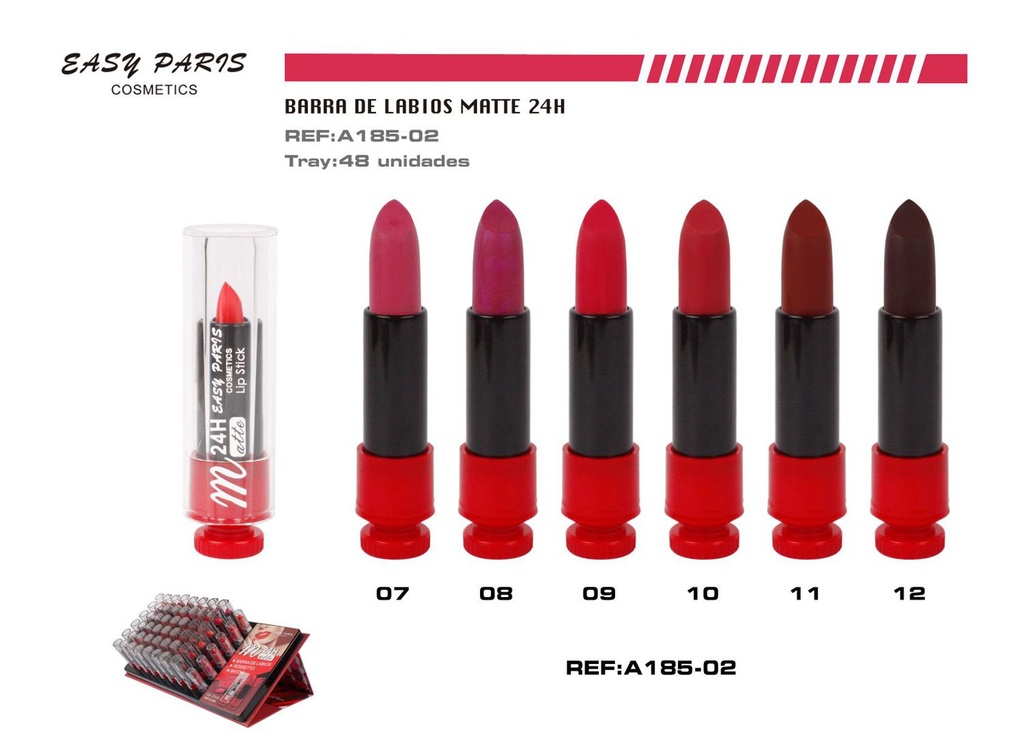 Barra de labios matte 24h 48/u duradera