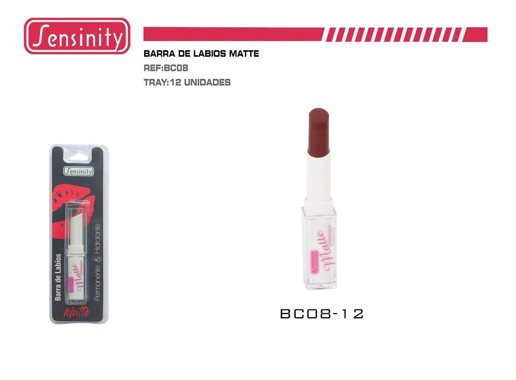 Barra de labios matte hidratante 12/u 144/u para maquillaje