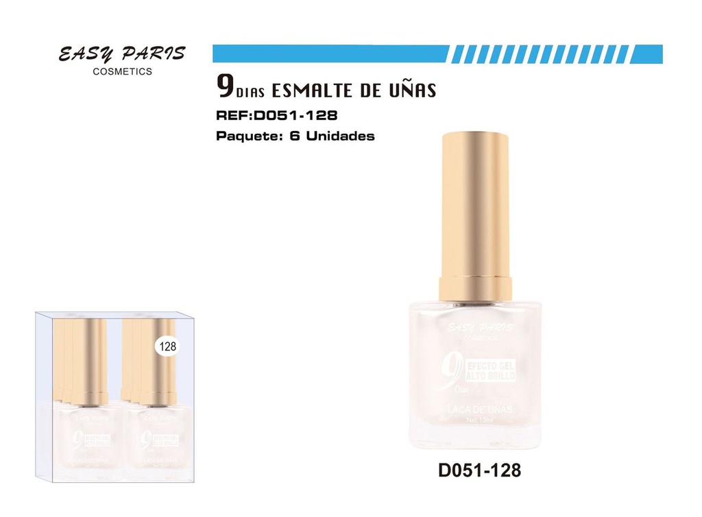 Esmalte de uñas 9 días blanco perla 6/u para manicura