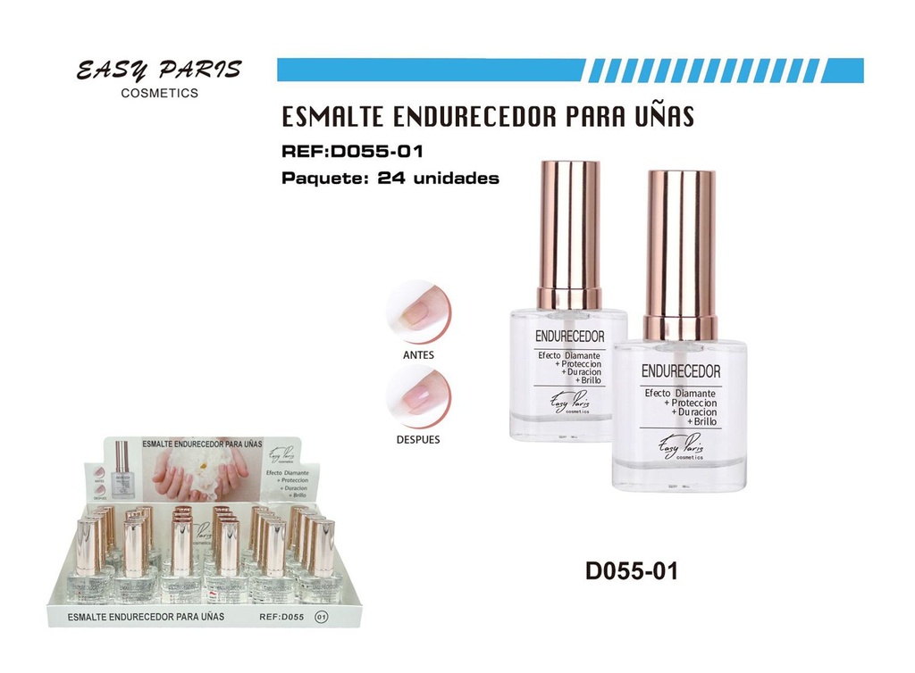 Endurecedor de uñas Easy Paris 24/u para cuidado de uñas