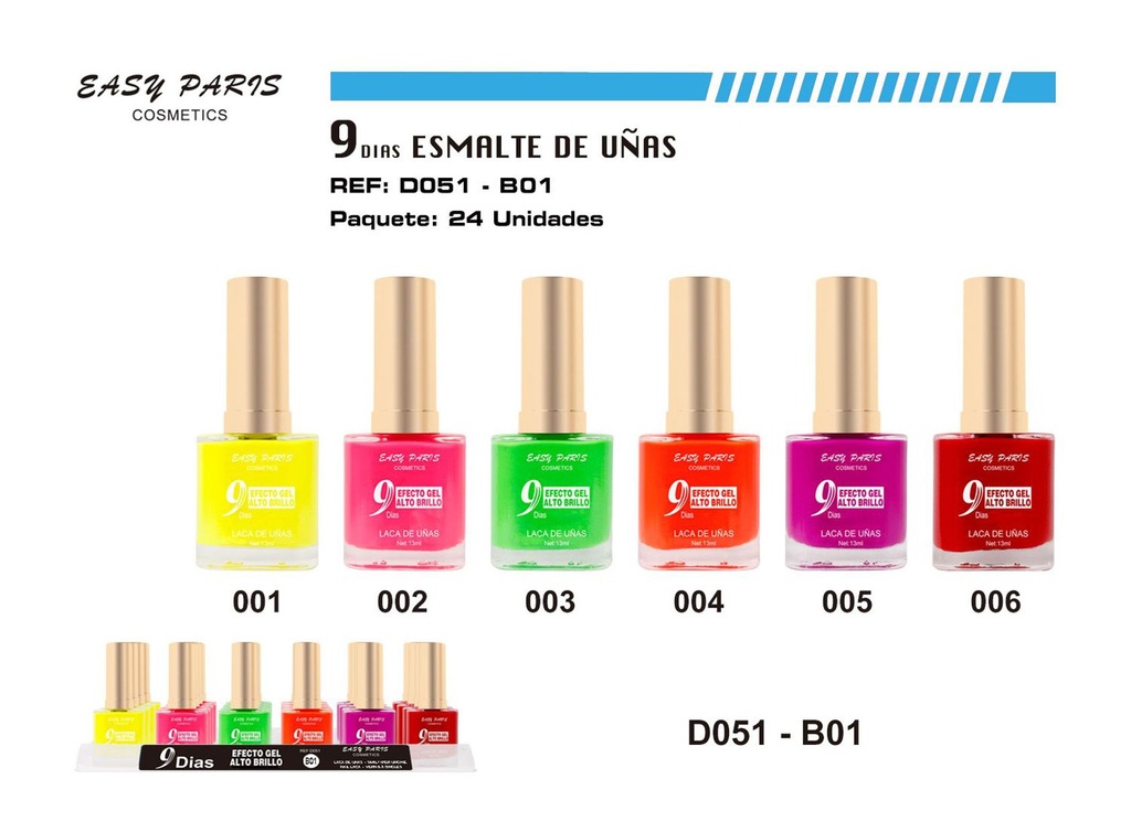 Esmalte de uñas 9 días 24/u, manicura y pedicura