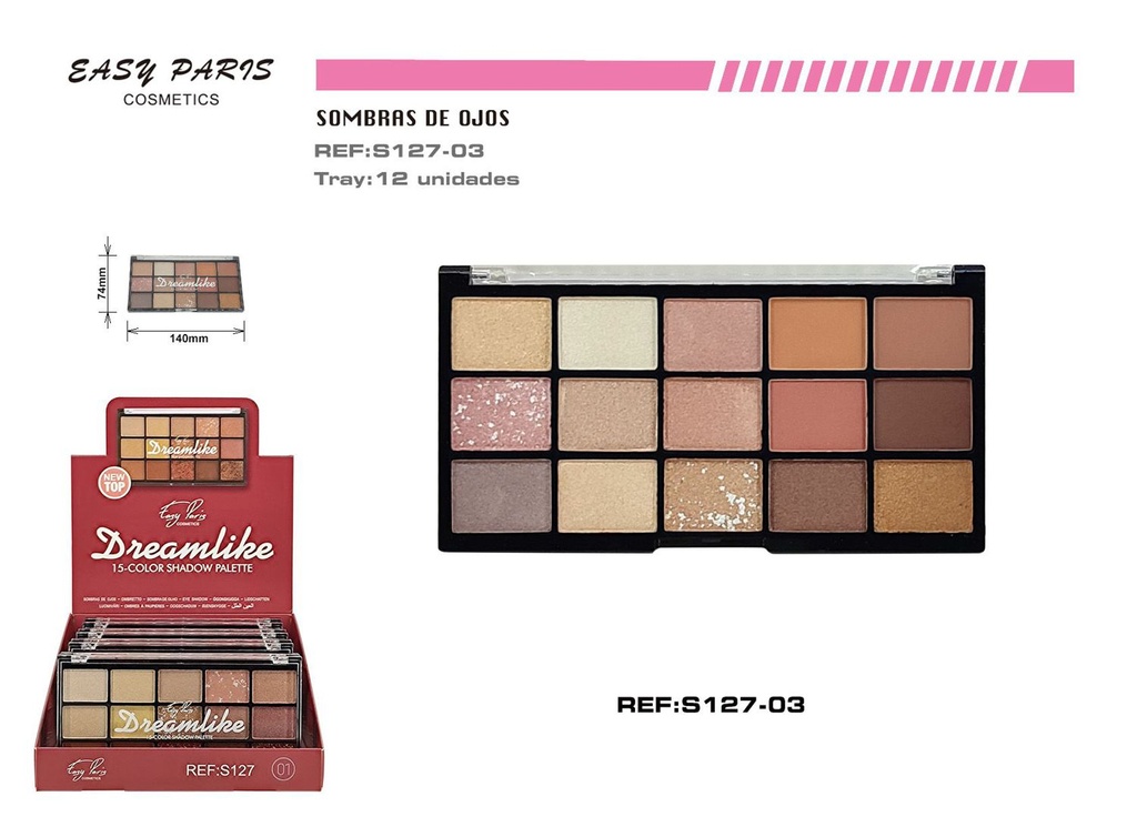 Paleta de sombras de ojos 15 colores 12 unidades - Maquillaje y cosméticos