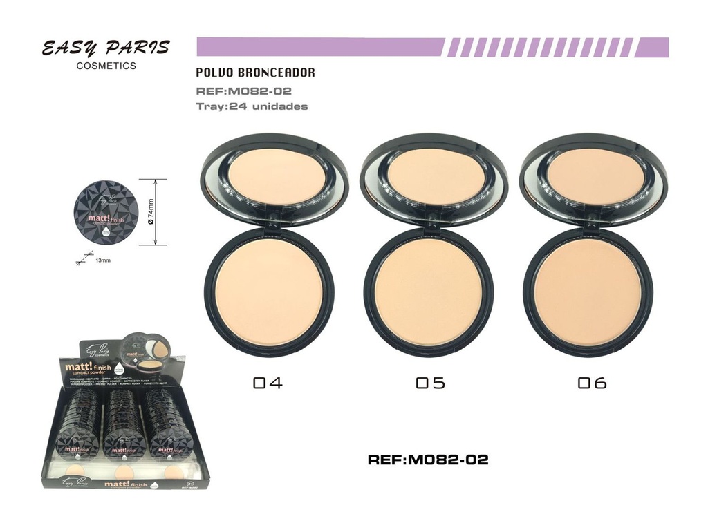 Maquillaje compacto matte 24 unidades