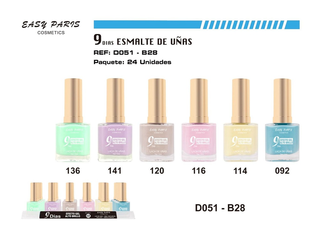 Laca de Uñas 9 Días 6/u 144/u - Esmaltes de uñas