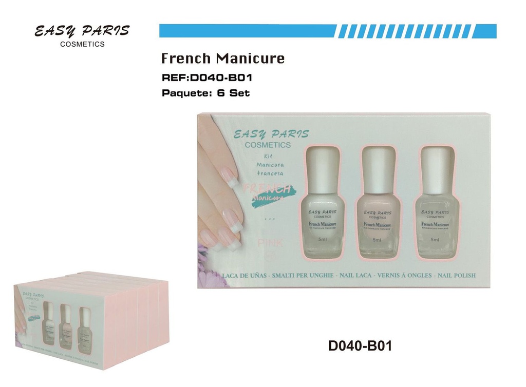 Kit de laca de uñas para manicura francesa, set de 5/u para manicura