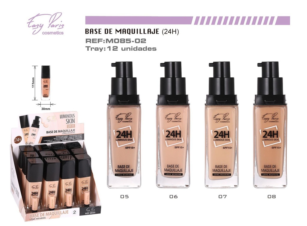 Base maquillaje luminoso skin 24h F15 12/u - Productos de maquillaje