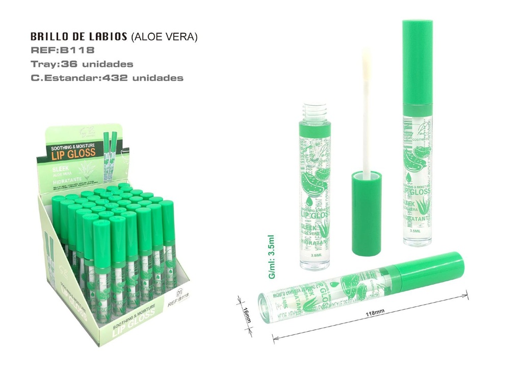 Lápiz de labios hidratante aloe vera 36 unidades - Cosméticos