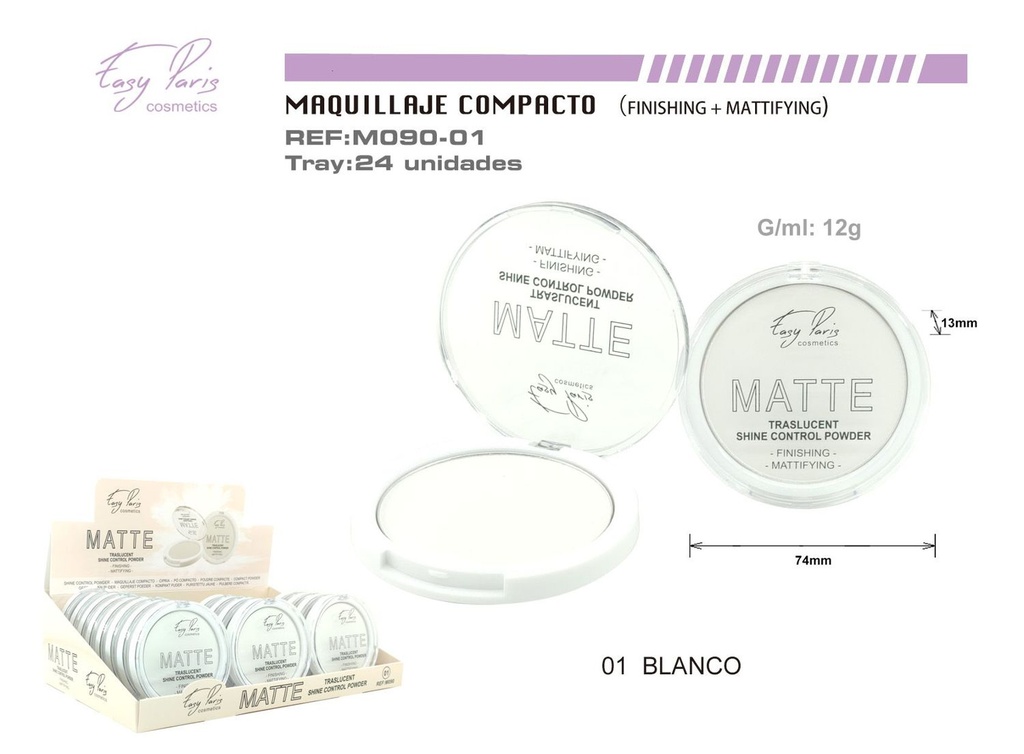 Maquillaje translúcido matte fijador 24/u