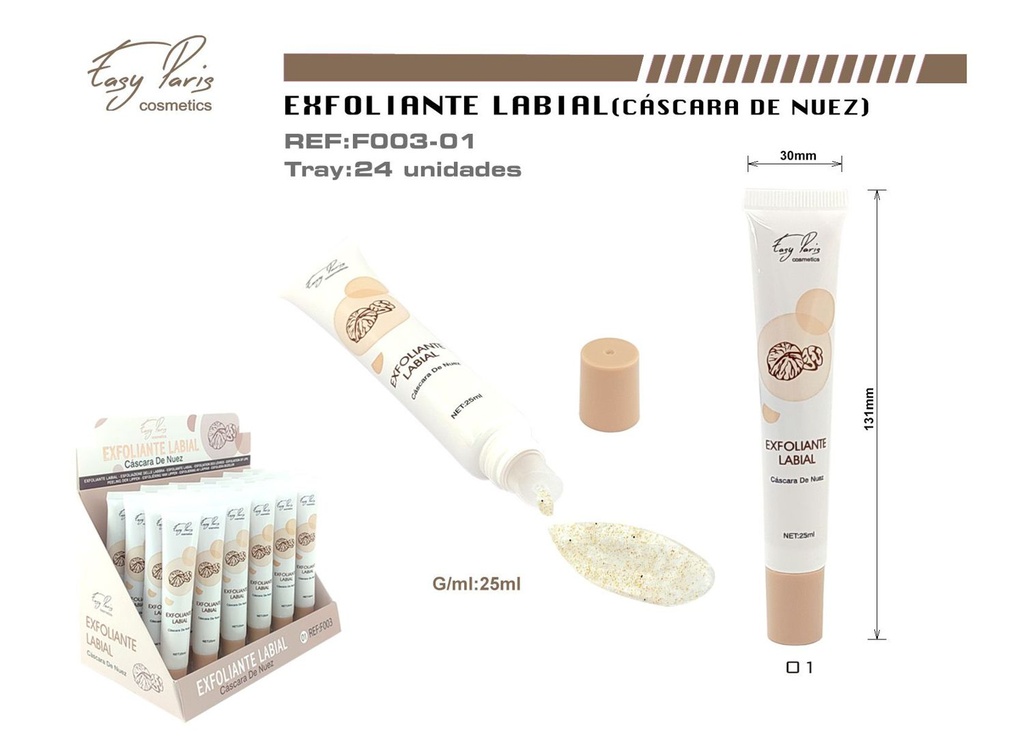 Exfoliante labial con cáscara de nueces 24/u