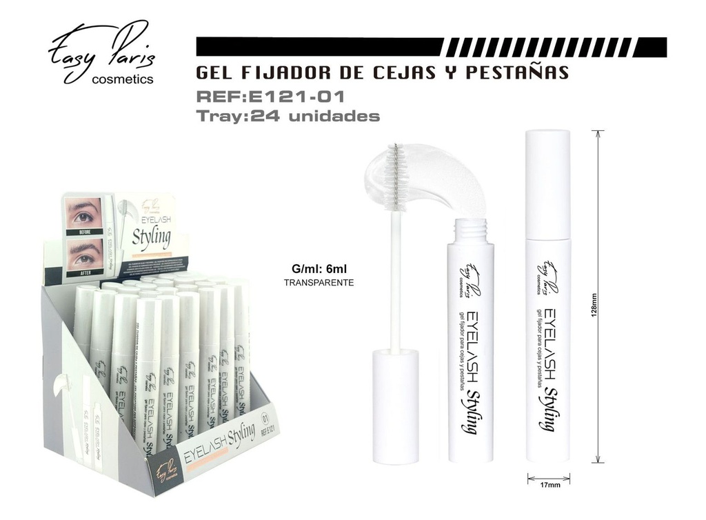 Máscara gel fijador pestañas/cejas 24 unidades - Cosméticos