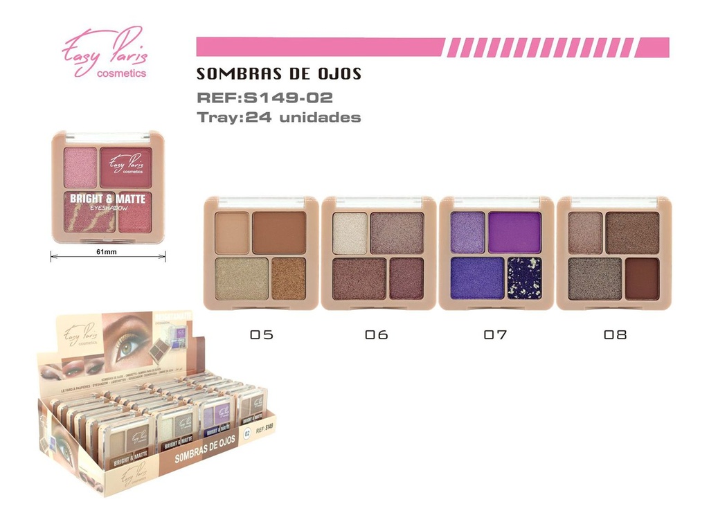Sombra de ojos bright mate 24 unidades - Cosméticos