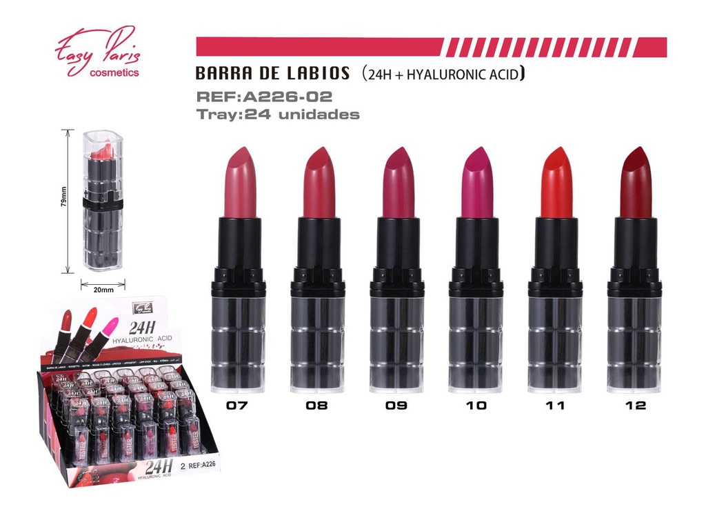 Barra de labios 24h con ácido hialurónico 24/u para maquillaje duradero