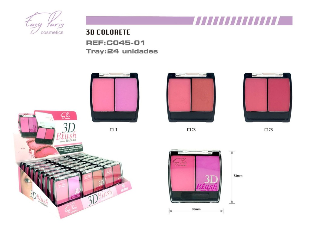 Colorete 3D doble 24 unidades - Cosméticos
